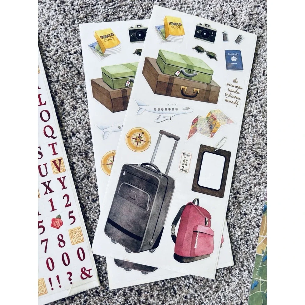 Sandy Lion Color Blocking Class‎ Kit Travel Theme - Vintage Stickers Paper Guide